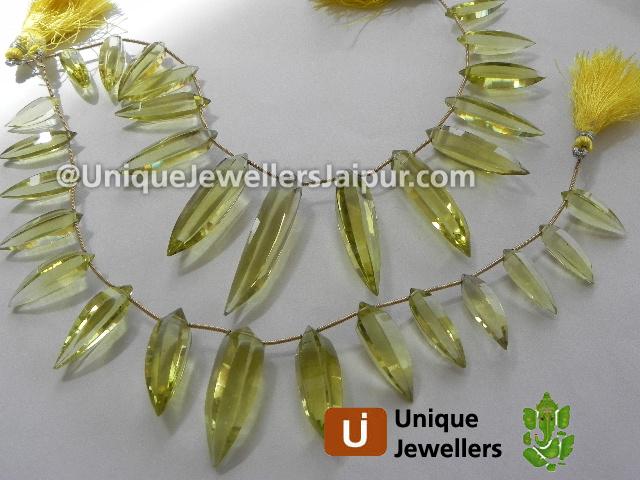 Lemon Quartz Faceted Ladyfinger Beads